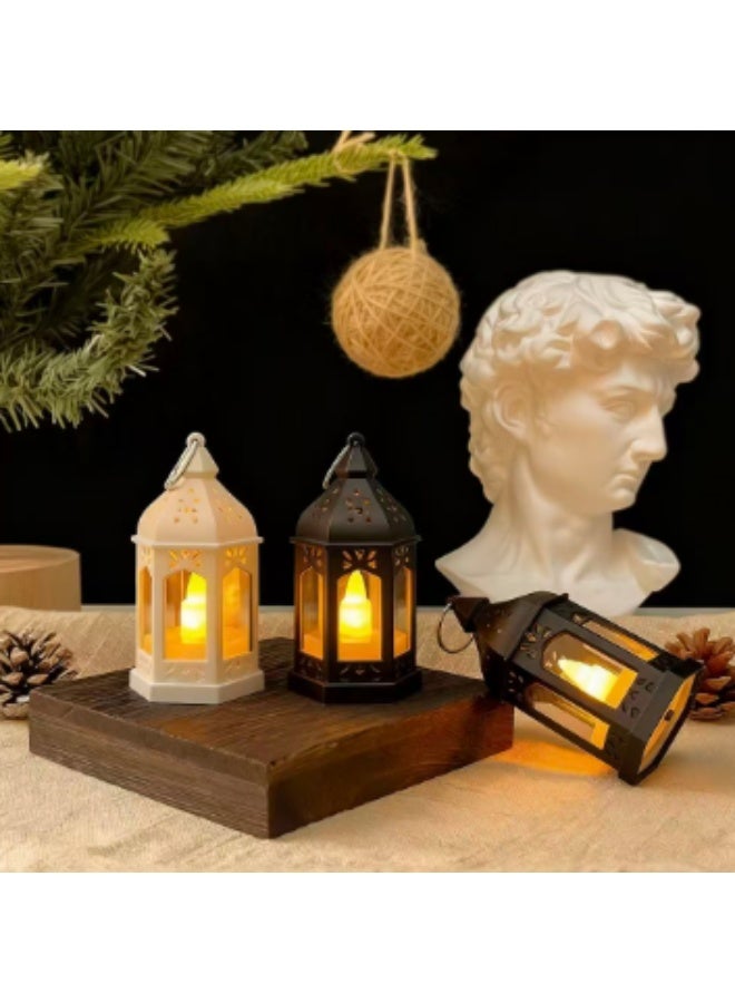 3 فوانيس شموع رمضانية، فوانيس عيد مبارك بإضاءة LED، فوانيس رمضان مبارك، فوانيس مزخرفة على شكل هلال ونجمة، فوانيس رمضان كريم مزخرفة بإضاءة LED عتيقة، فوانيس معلقة لتزيين المنزل والحفلات - Image 3